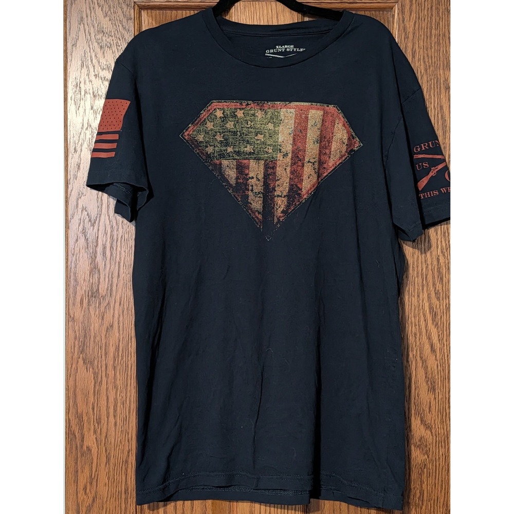 Grunt Style American Flag Diamond Graphic T Shirt Black Mens XLarge
